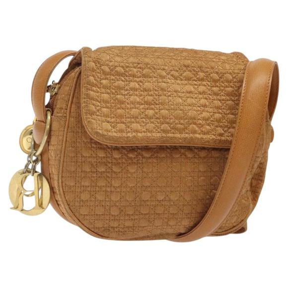 Christian Dior Canage Shoulder Bag Nylon Brown Gold Auth sw751 - Picture 1 of 16